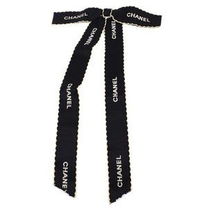 Chanel Bow Brooch Pin Black